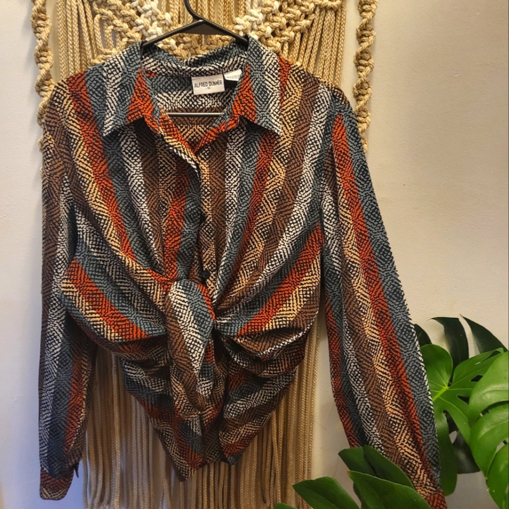 Vintage Boho Safari Print Fall Blouse